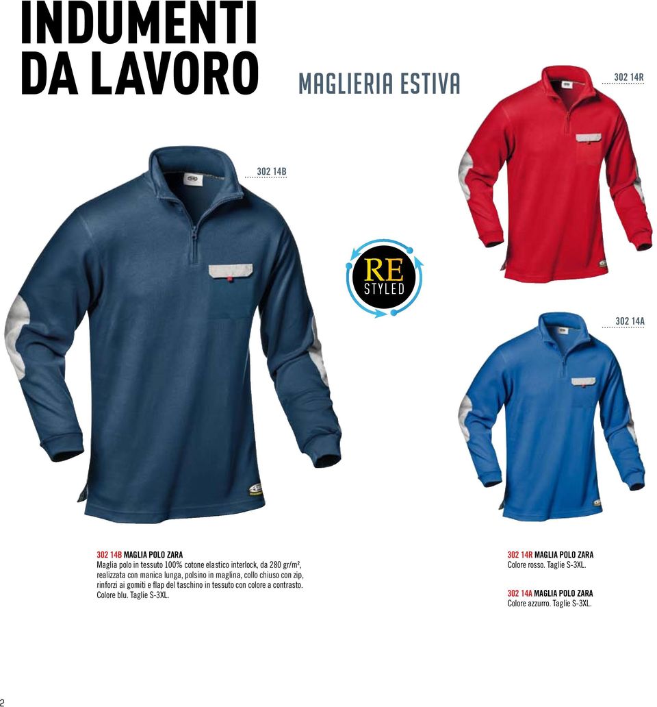 con zip, rinforzi ai gomiti e flap del taschino in tessuto con colore a contrasto. Colore blu. Taglie S-3XL.