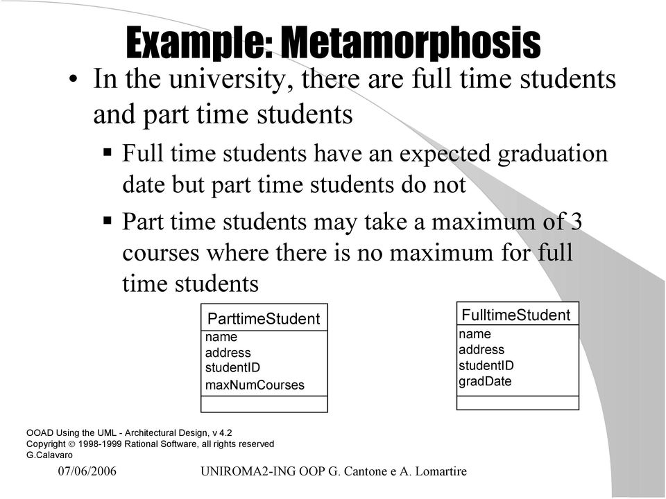 maximum for full time students ParttimeStudent name address studentid maxnumcourses FulltimeStudent name address studentid