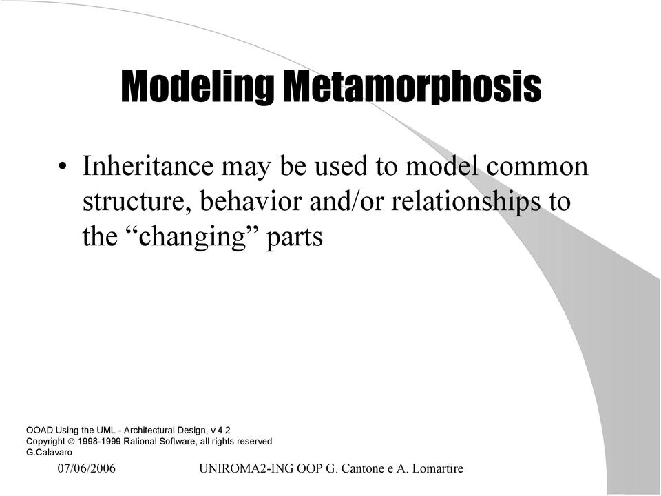 changing parts OOAD Using the UML - Architectural Design, v