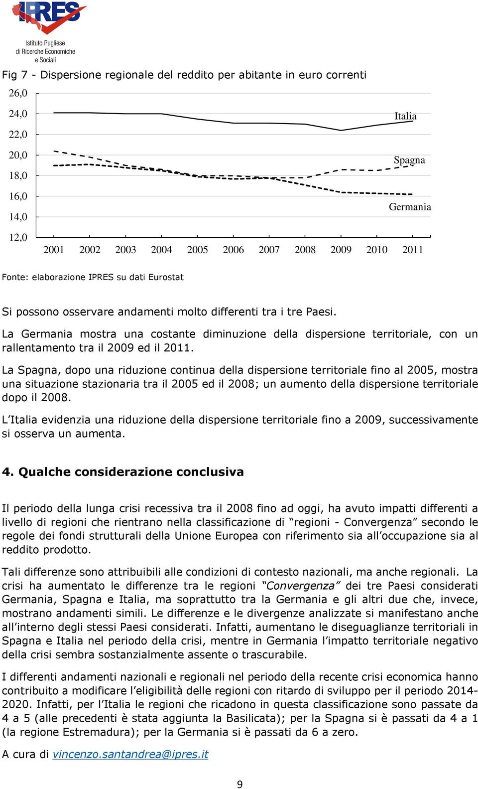 La, dopo una riduzione continua della dispersione territoriale fino al 2005, mostra una situazione stazionaria tra il 2005 ed il 2008; un aumento della dispersione territoriale dopo il 2008.