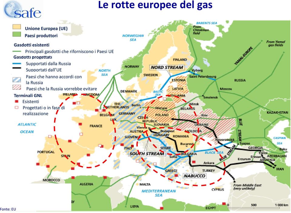 Russia Supportati dall UE Gasdotti in progetto Paesi che hanno accordi con la Russia