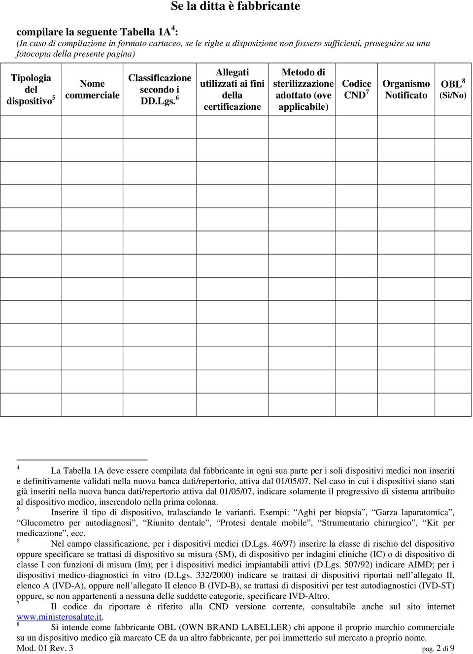 in ogni sua parte per i soli dispositivi medici non inseriti e definitivamente validati nella nuova banca dati/repertorio, attiva dal 01/05/07.