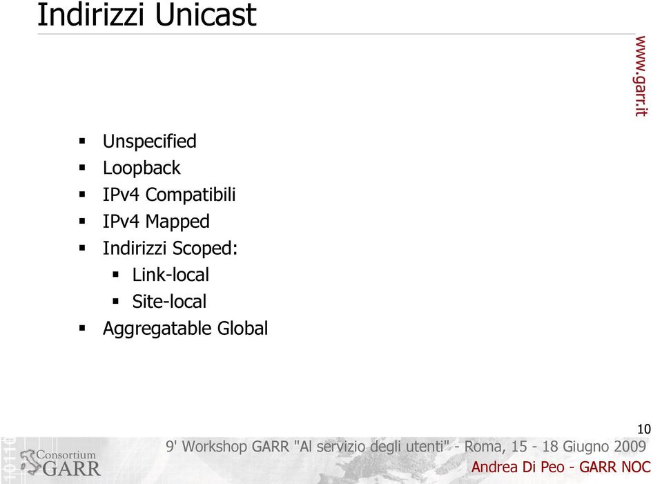 Mapped Indirizzi Scoped: