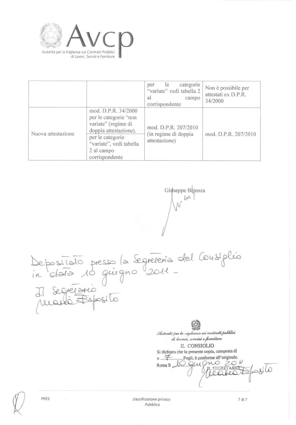 per le categorie "variate", vedi tabella 2 al campo corrisnondente per le categorie "variate" vedi tabella 2 al campo corrispondente mod. D.P.R.