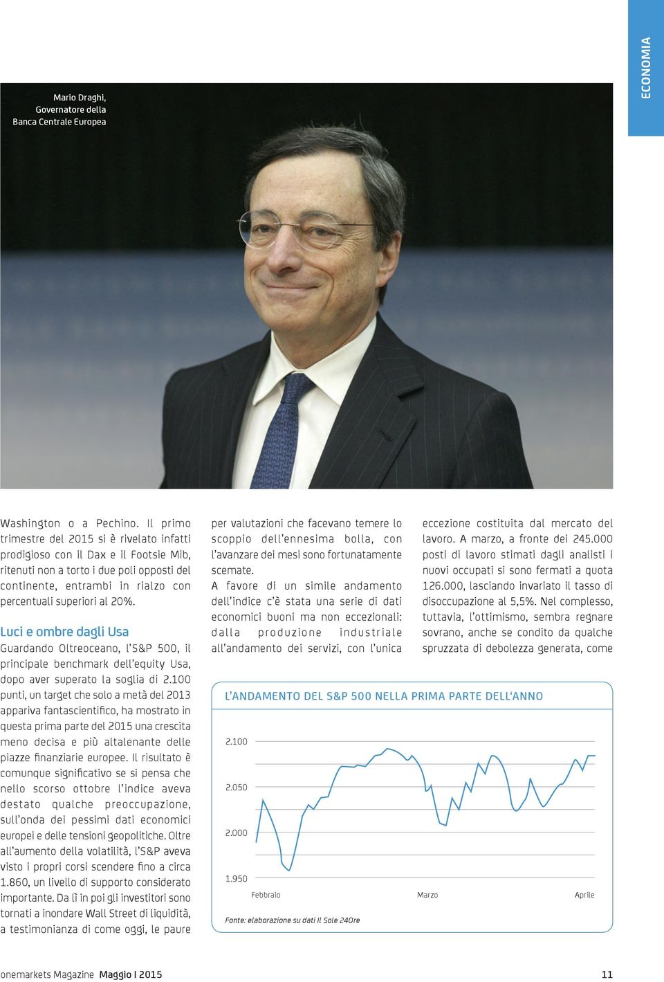 Luci e ombre dagli Usa Guardando Oltreoceano, l S&P 500, il principale benchmark dell equity Usa, dopo aver superato la soglia di 2.