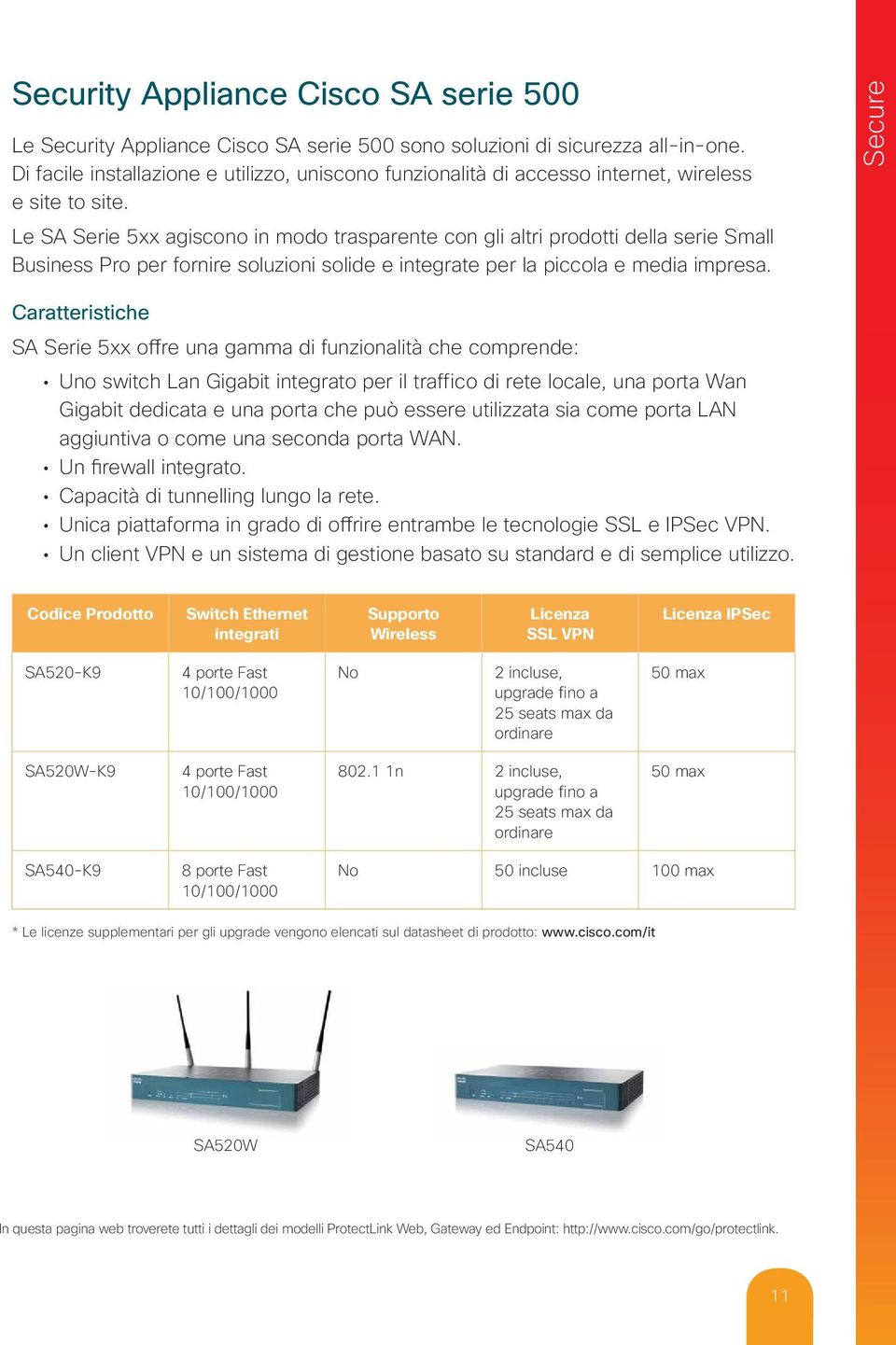 Le SA Serie 5xx agiscono in modo trasparente con gli altri prodotti della serie Small Business Pro per fornire soluzioni solide e integrate per la piccola e media impresa.