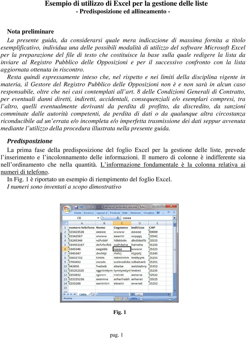 al Registro Pubblico delle Opposizioni e per il successivo confronto con la lista aggiornata ottenuta in riscontro.