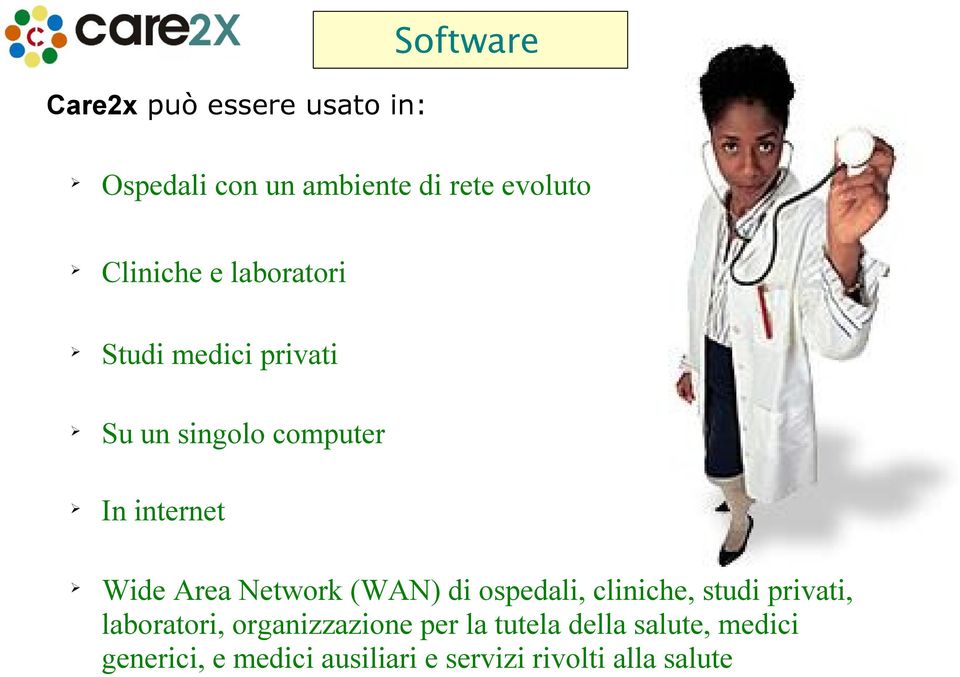 Area Network (WAN) di ospedali, cliniche, studi privati, laboratori, organizzazione