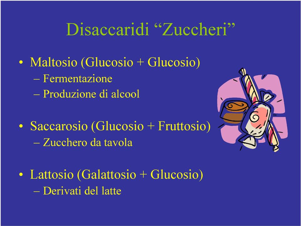 Saccarosio (Glucosio + Fruttosio) Zucchero da