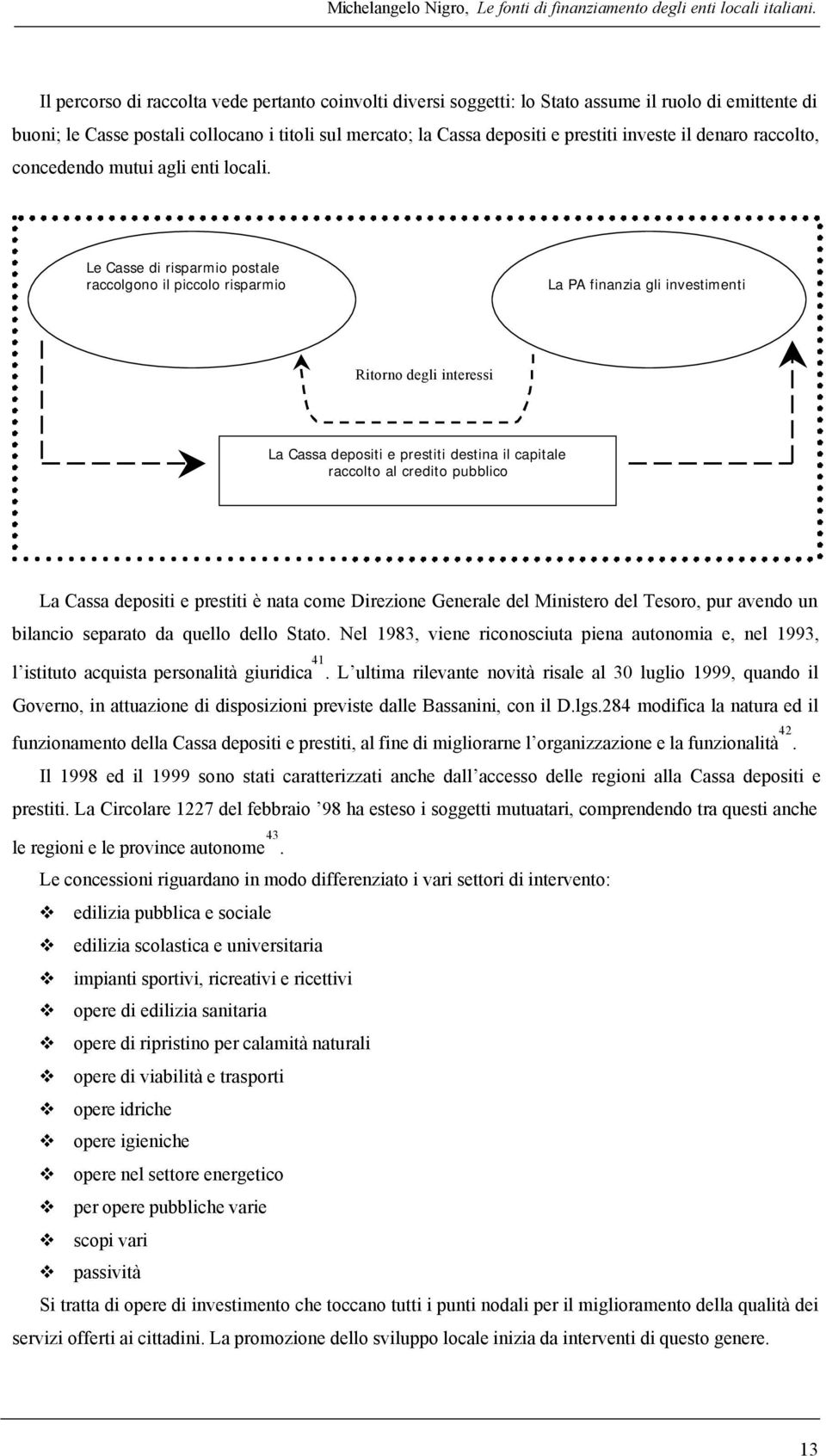 il denaro raccolto, concedendo mutui agli enti locali.