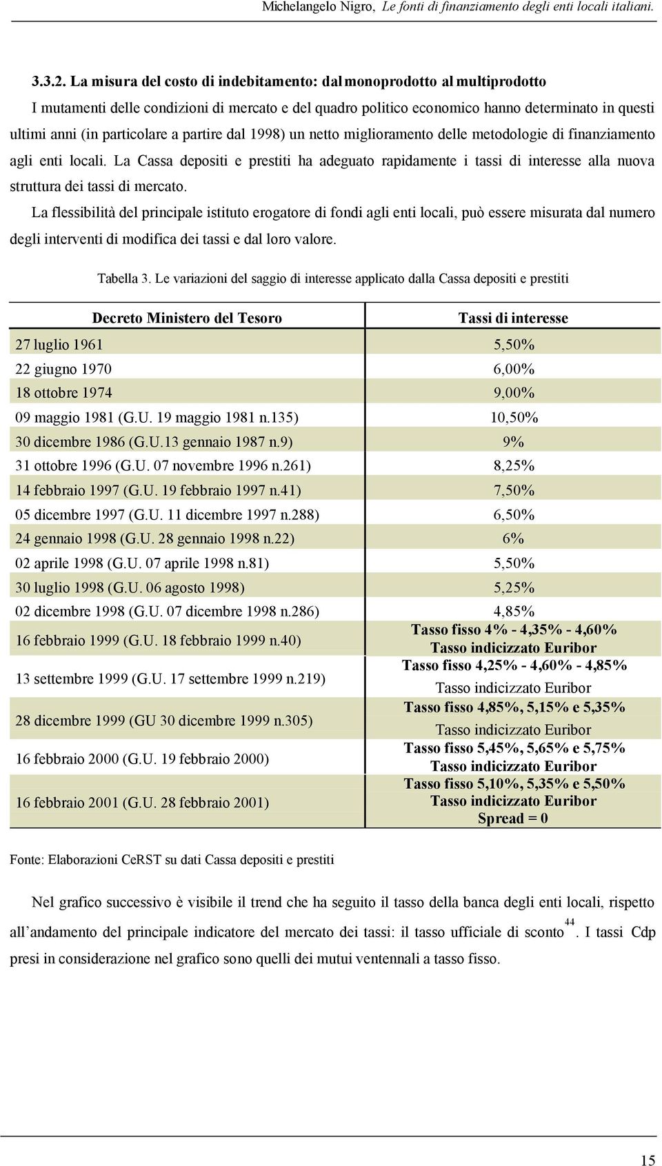 a partire dal 1998) un netto miglioramento delle metodologie di finanziamento agli enti locali.