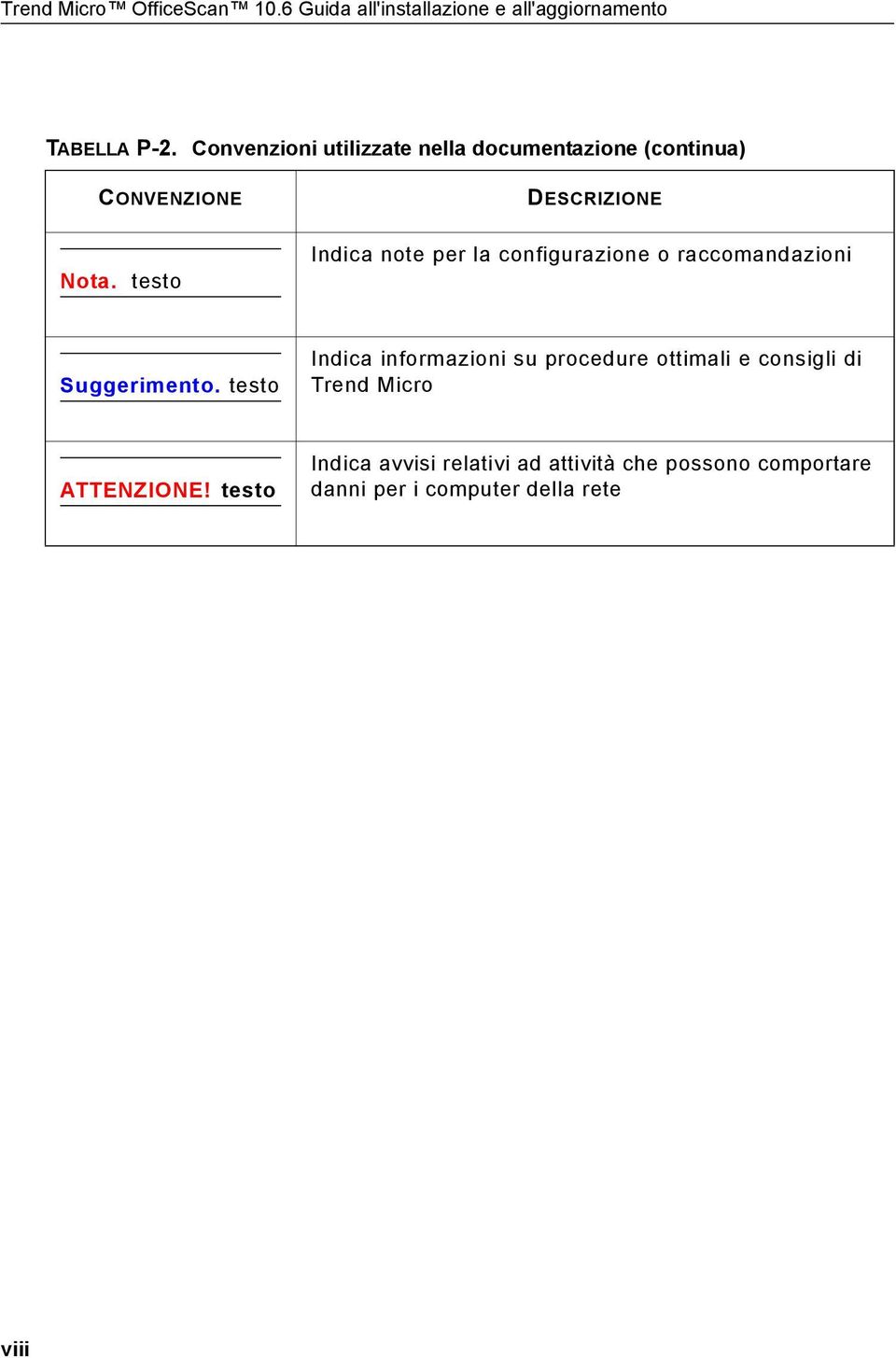 testo Indica note per la configurazione o raccomandazioni Suggerimento.