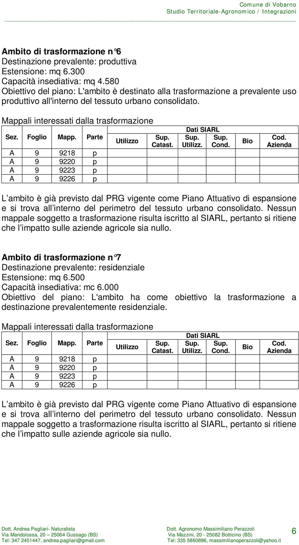 A 9 9218 p A 9 9220 p A 9 9223 p A 9 9226 p L ambito è già previsto dal PRG vigente come Piano Attuativo di espansione e si trova all interno del perimetro del tessuto urbano consolidato.