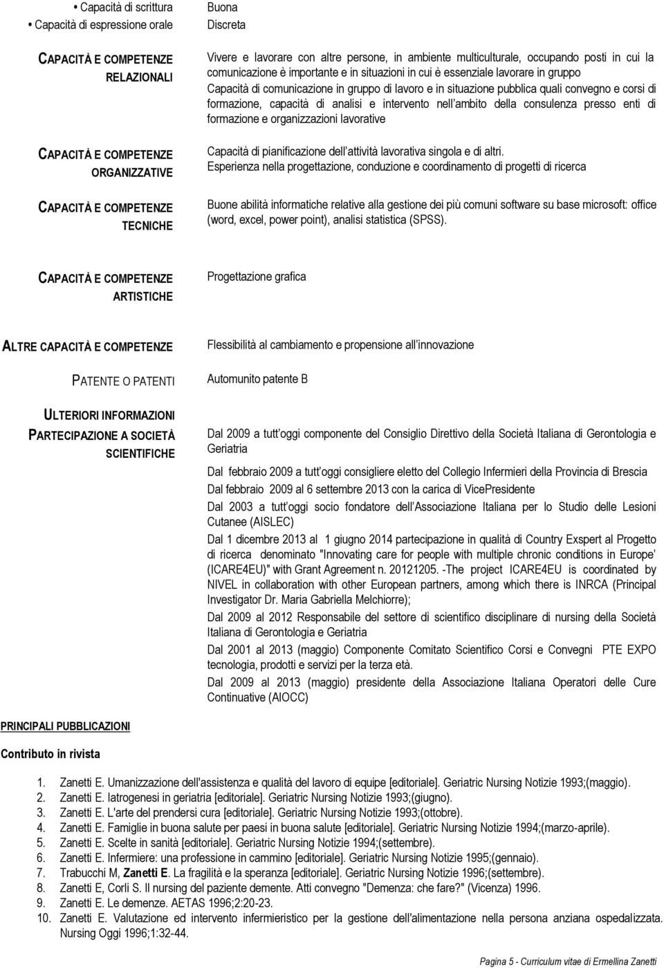 pubblica quali convegno e corsi di formazione, capacità di analisi e intervento nell ambito della consulenza presso enti di formazione e organizzazioni lavorative Capacità di pianificazione dell