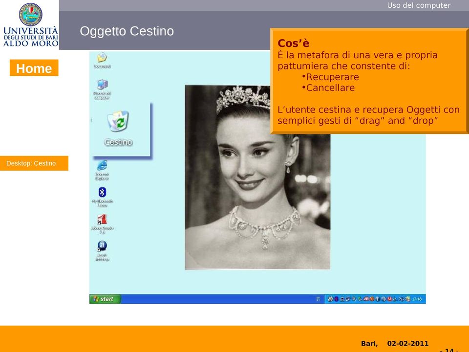 cestina e recupera Oggetti con semplici gesti di drag and drop Desktop Desktop: Cestino Oggetto Finestra