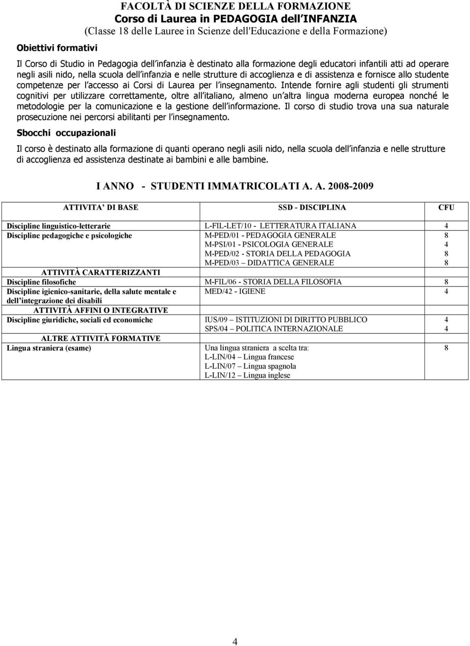 allo studente competenze per l accesso ai Corsi di Laurea per l insegnamento.