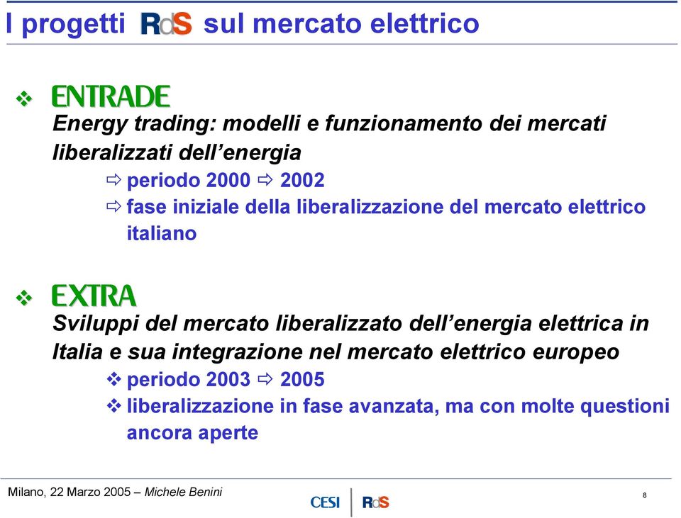 mercato liberalizzato dell energia elettrica in Italia e sua integrazione nel mercato elettrico europeo periodo