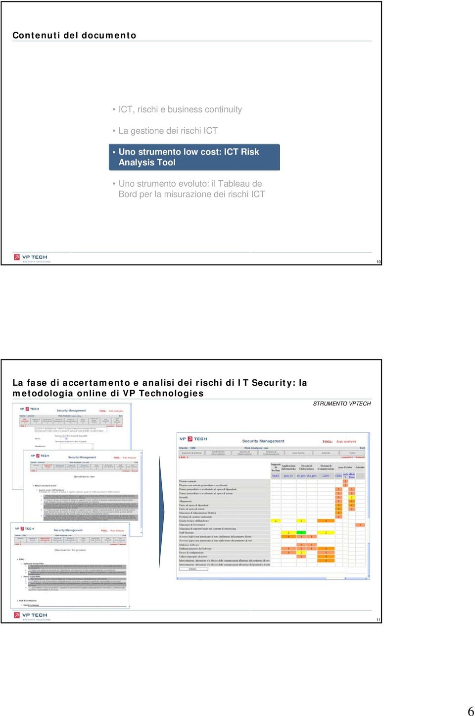 Bord per la misurazione dei rischi ICT 10 La fase di accertamento e analisi dei