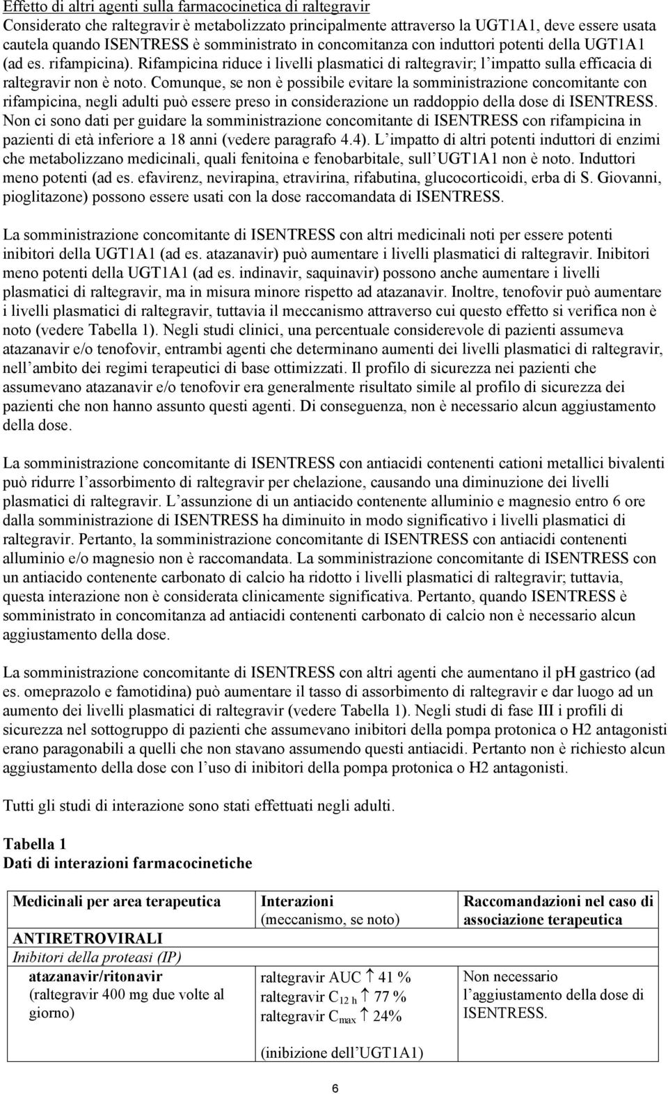 Comunque, se non è possibile evitare la somministrazione concomitante con rifampicina, negli adulti può essere preso in considerazione un raddoppio della dose di ISENTRESS.