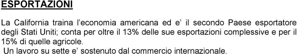 13% delle sue esportazioni complessive e per il 15% di quelle