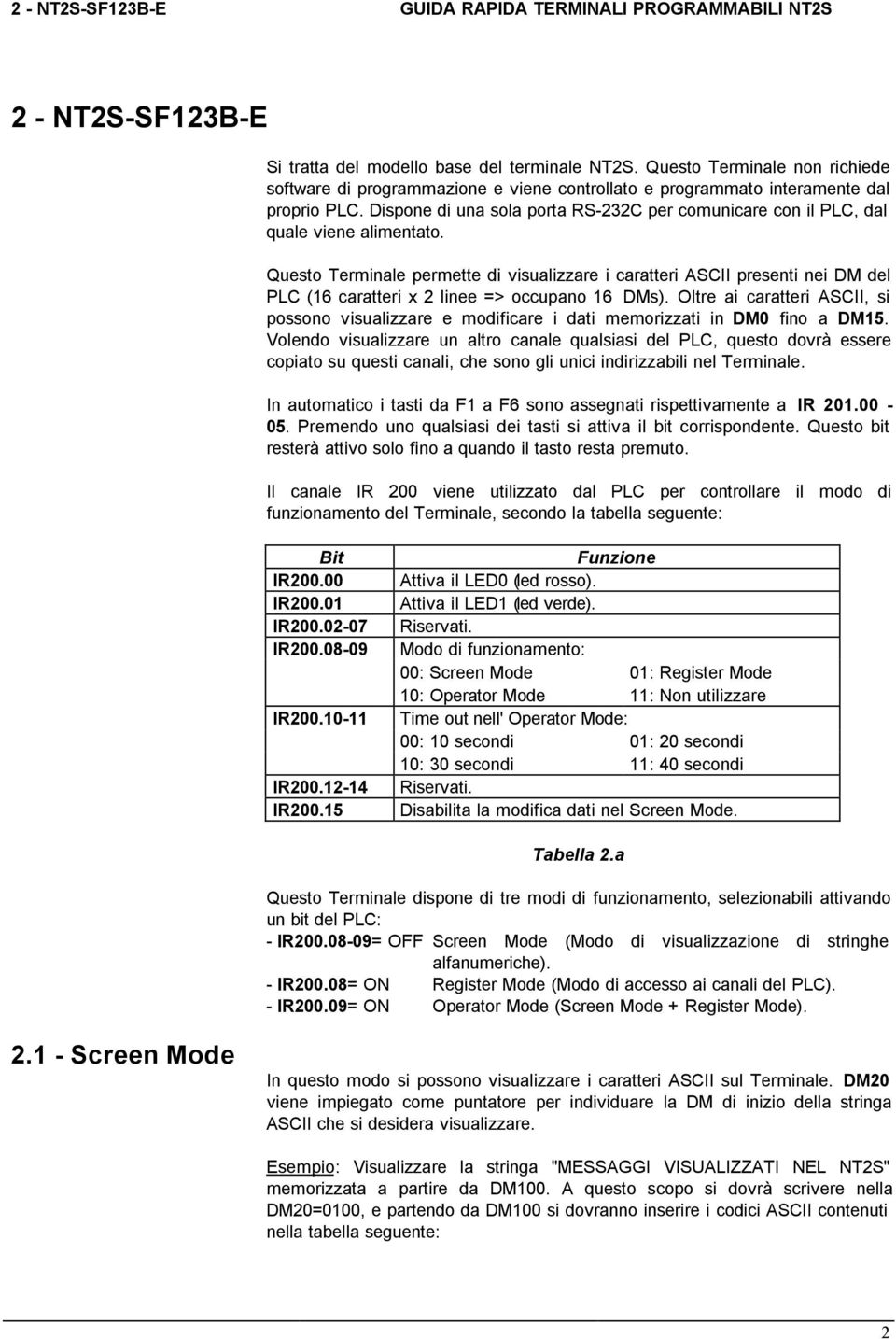 Dispone di una sola porta RS-232C per comunicare con il PLC, dal quale viene alimentato.