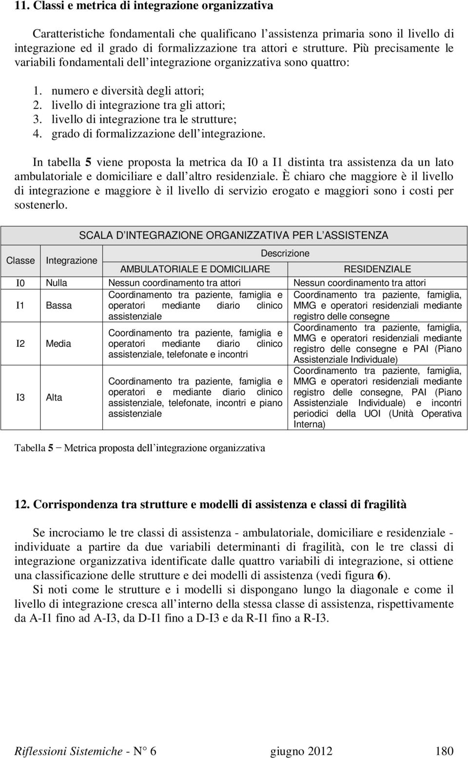 livello di integrazione tra le strutture; 4. grado di formalizzazione dell integrazione.