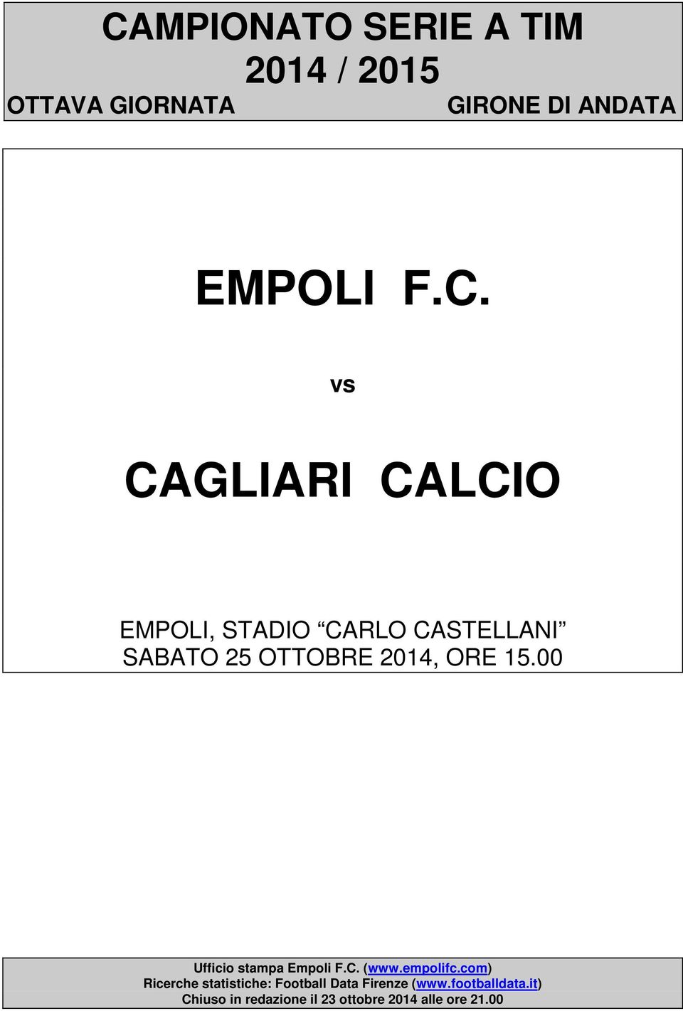 Ufficio stampa Empoli F.C. (www.empolifc.