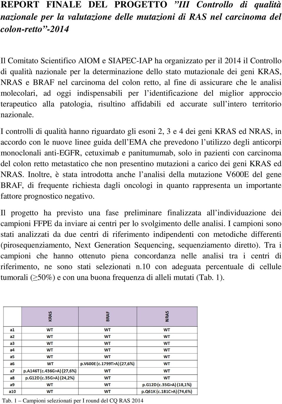 ad oggi indispensabili per l identificazione del miglior approccio terapeutico alla patologia, risultino affidabili ed accurate sull intero territorio nazionale.