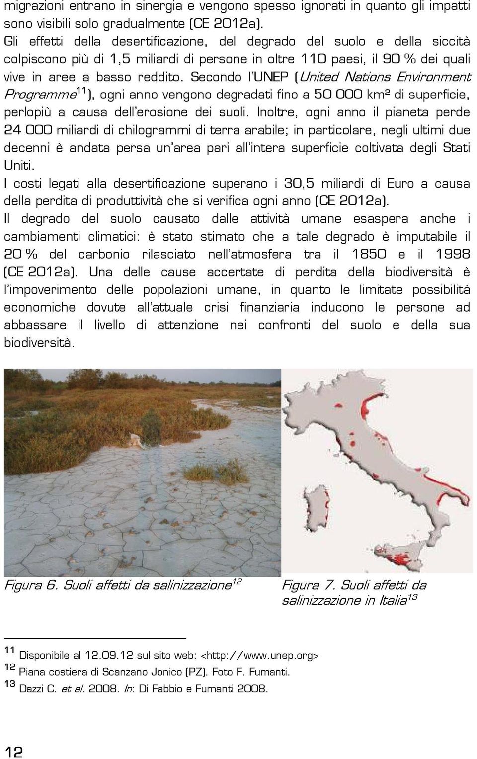 Secondo l UNEP (United Nations Environment Programme 11 ), ogni anno vengono degradati fino a 50 000 km² di superficie, perlopiù a causa dell erosione dei suoli.