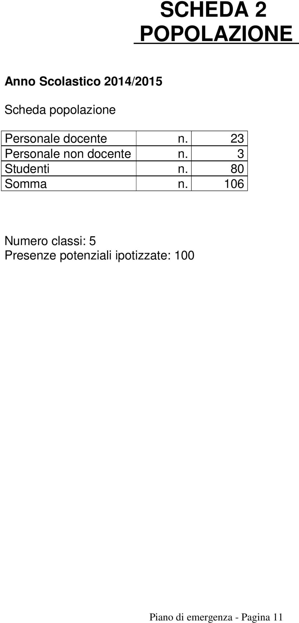 23 Personale non docente n. 3 Studenti n. 80 Somma n.