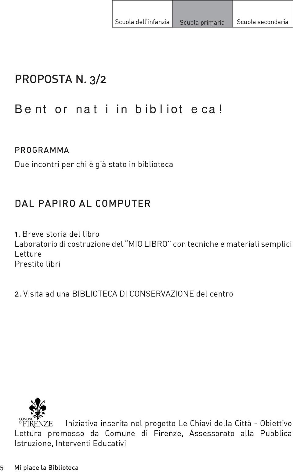 Breve storia del libro Laboratorio di costruzione del MIO LIBRO con tecniche e materiali semplici Letture Prestito libri 2.