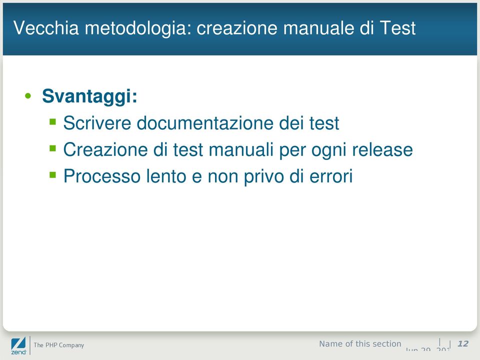 Creazione di test manuali per ogni release