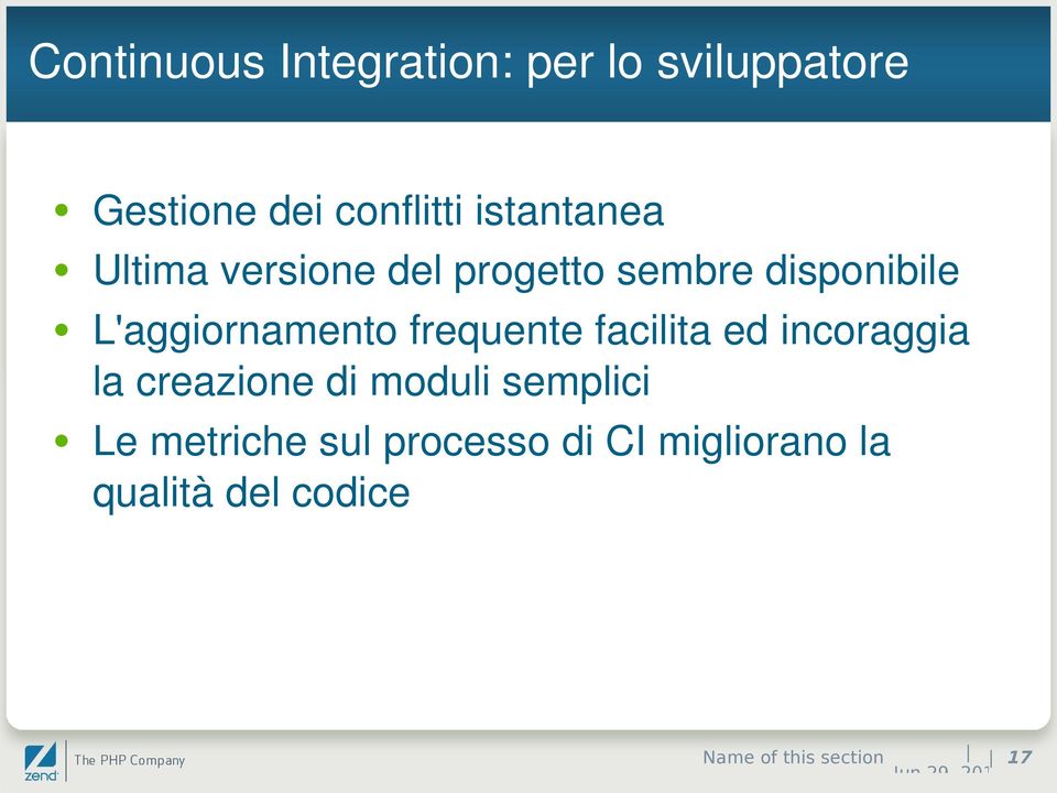 L'aggiornamento frequente facilita ed incoraggia la creazione di moduli