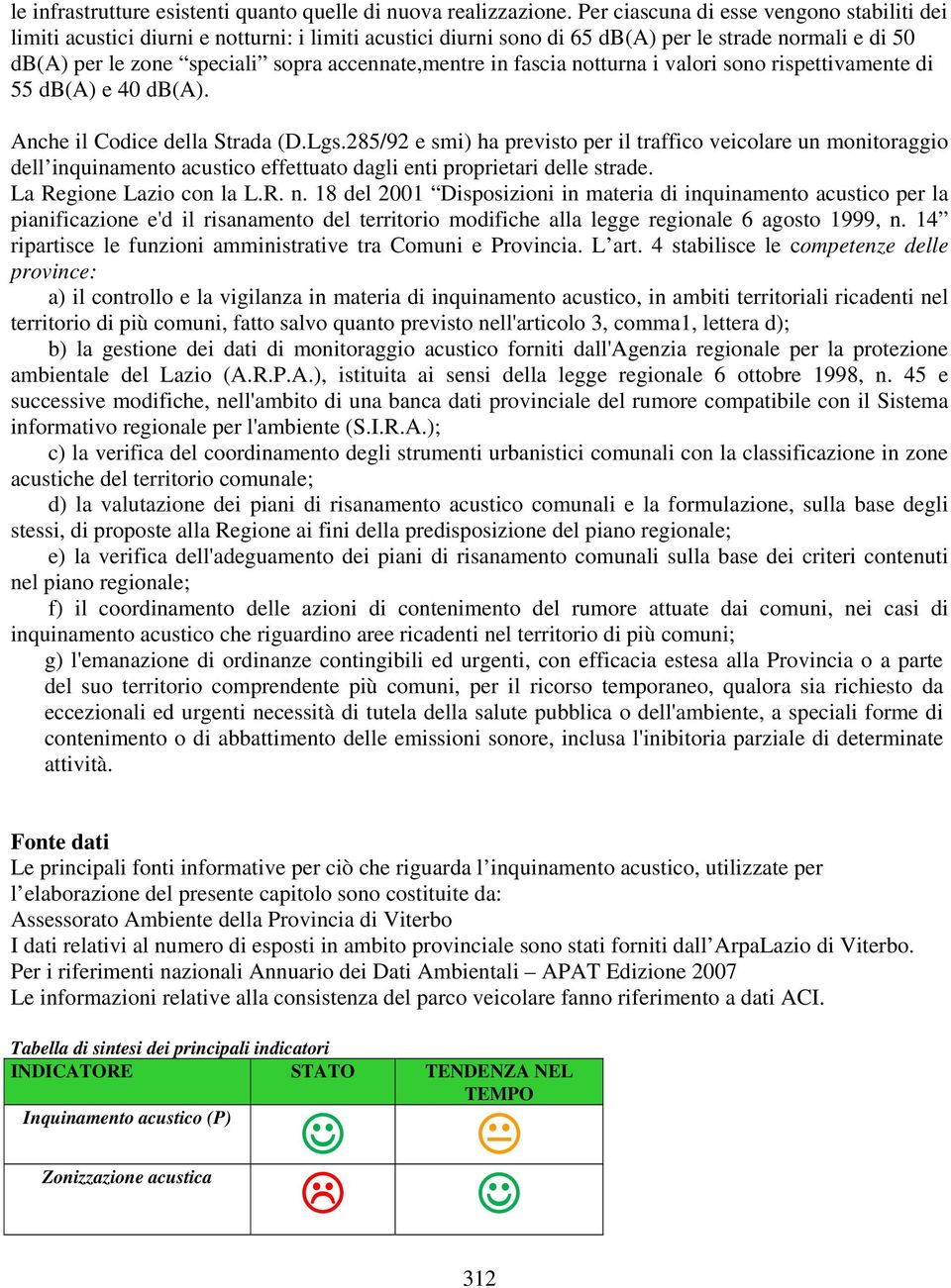 in fascia notturna i valori sono rispettivamente di 55 db(a) e 40 db(a). Anche il Codice della Strada (D.Lgs.