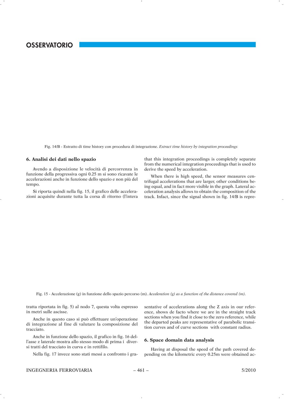 25 m si sono ricavate le accelerazioni anche in funzione dello spazio e non più del tempo. Si riporta quindi nella fig.