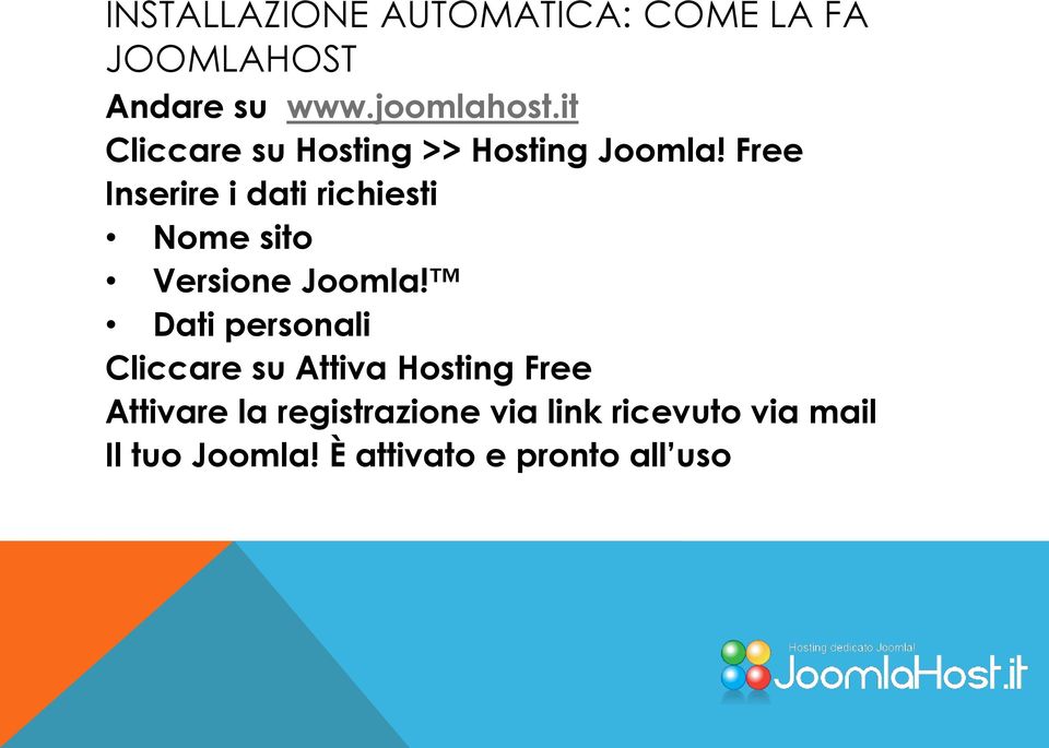 Free Inserire i dati richiesti Nome sito Versione Joomla!