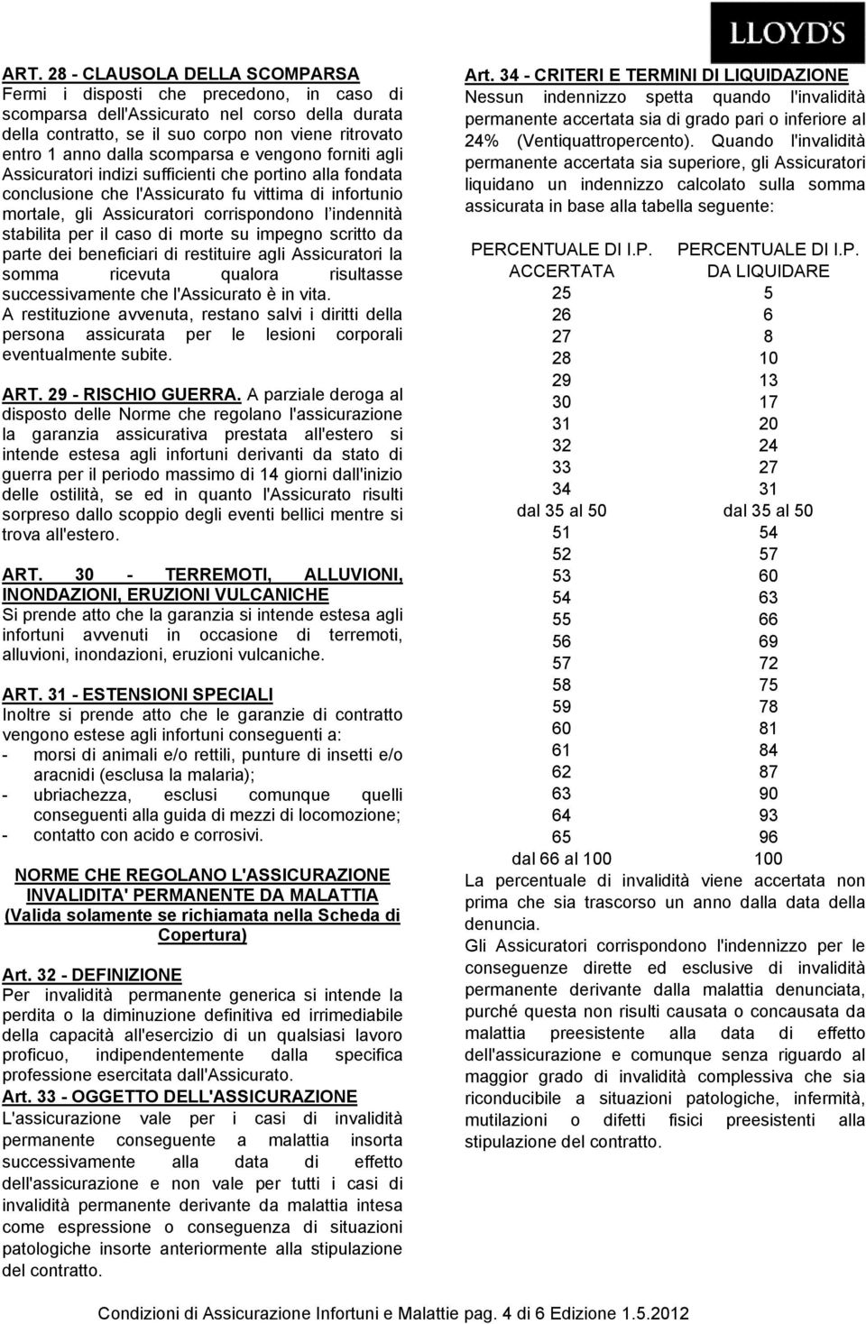 stabilita per il caso di morte su impegno scritto da parte dei beneficiari di restituire agli Assicuratori la somma ricevuta qualora risultasse successivamente che l'assicurato è in vita.