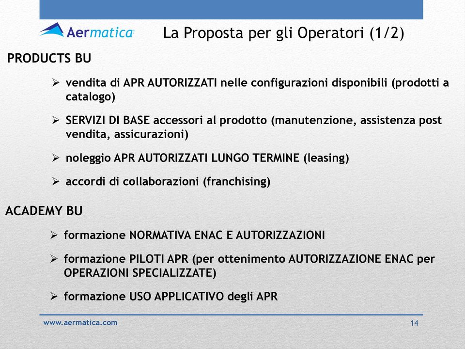 APR AUTORIZZATI LUNGO TERMINE (leasing) accordi di collaborazioni (franchising) formazione NORMATIVA ENAC E AUTORIZZAZIONI