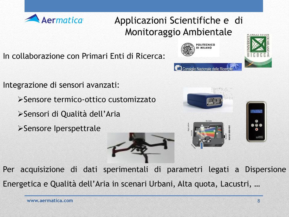 di Qualità dell Aria Sensore Iperspettrale Per acquisizione di dati sperimentali di