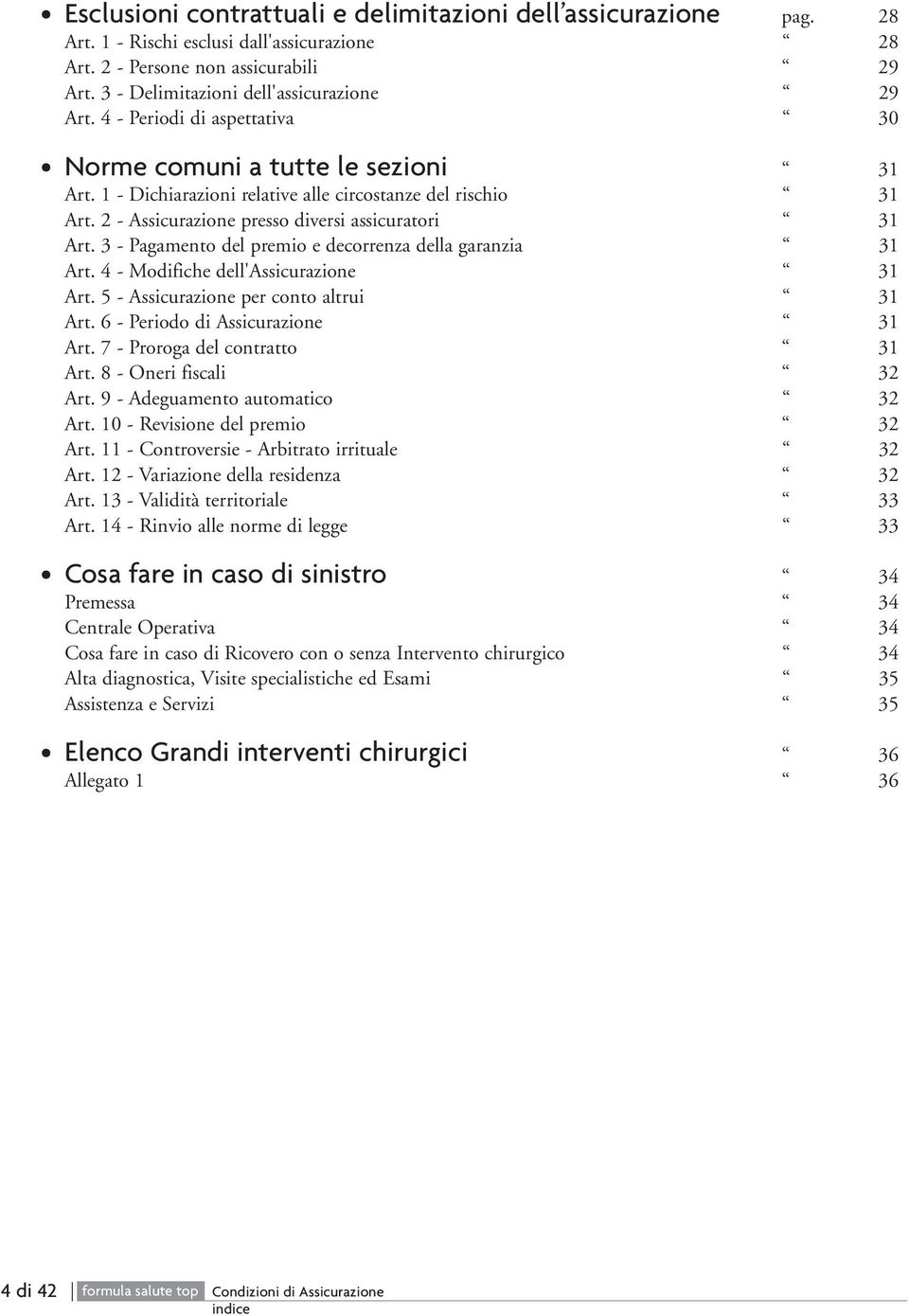 3 - Pagamento del premio e decorrenza della garanzia 31 Art. 4 - Modifiche dell'assicurazione 31 Art. 5 - Assicurazione per conto altrui 31 Art. 6 - Periodo di Assicurazione 31 Art.