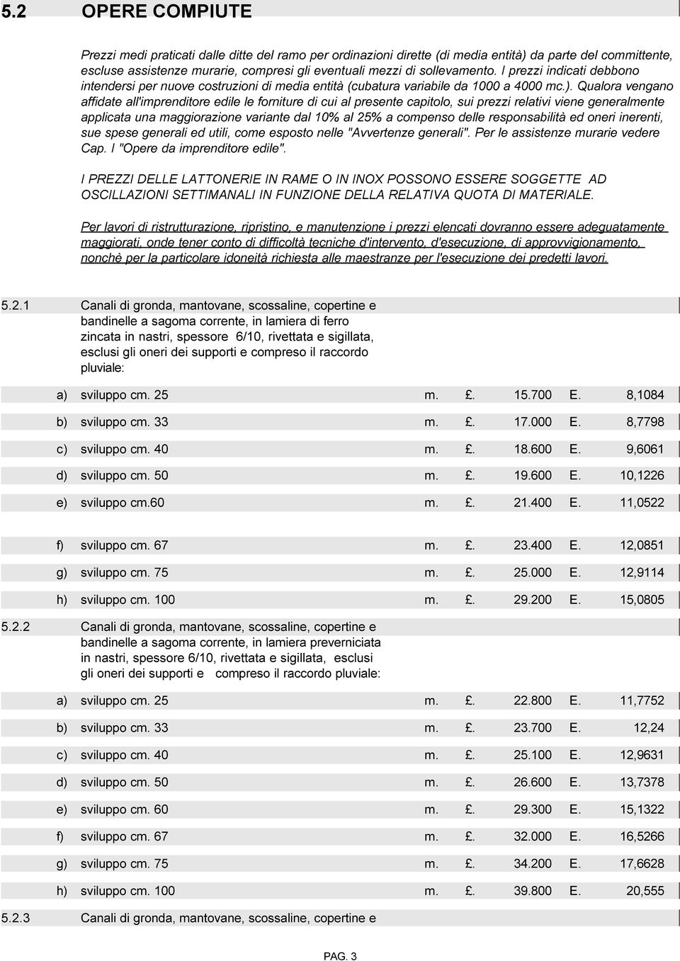 Qualora vengano affidate all'imprenditore edile le forniture di cui al presente capitolo, sui prezzi relativi viene generalmente applicata una maggiorazione variante dal 10% al 25% a compenso delle