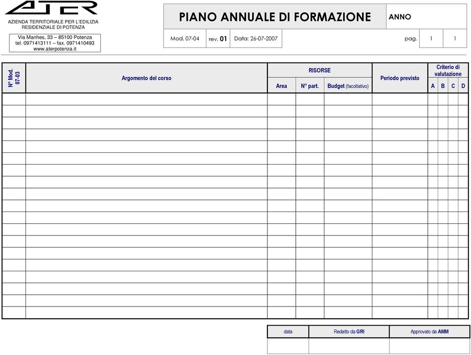 07-03 Argomento del corso Criterio di RISORSE valutazione