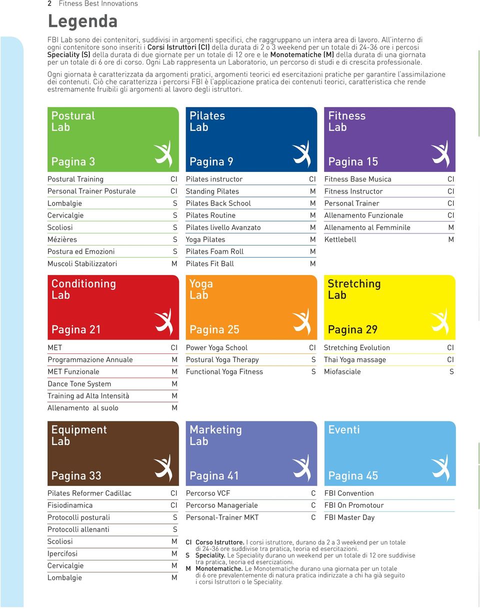 12 ore e le Monotematiche (M) della durata di una giornata per un totale di 6 ore di corso. Ogni Lab rappresenta un Laboratorio, un percorso di studi e di crescita professionale.