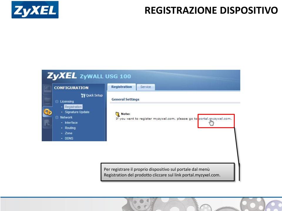 sul portale dal menù Registration