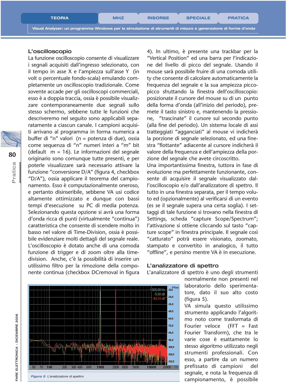 Come sovente accade per gli oscilloscopi commerciali, esso è a doppia traccia, ossia è possibile visualizzare contemporaneamente due segnali sullo stesso schermo, sebbene tutte le funzioni che