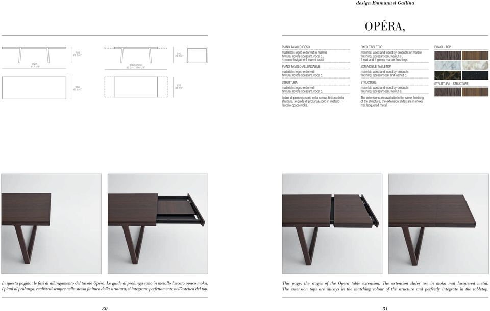 FIXED TABLETOP material: wood and wood by-products or marble finishing: spessart oak, walnut c.