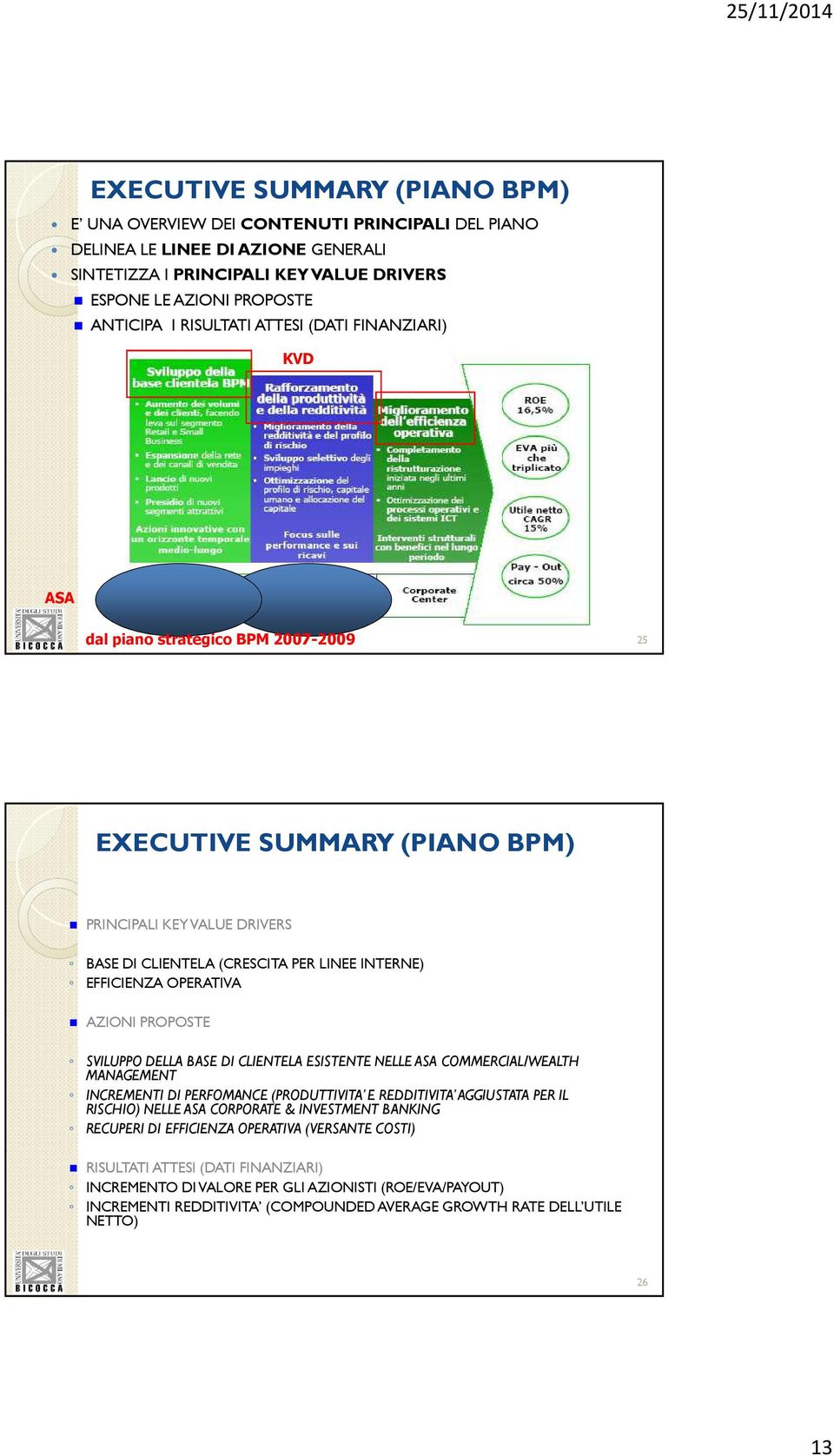 OPERATIVA AZIONI PROPOSTE SVILUPPO DELLA BASE DI CLIENTELA ESISTENTE NELLE ASA COMMERCIAL/WEALTH MANAGEMENT INCREMENTI DI PERFOMANCE (PRODUTTIVITA E REDDITIVITA AGGIUSTATA PER IL RISCHIO) NELLE ASA