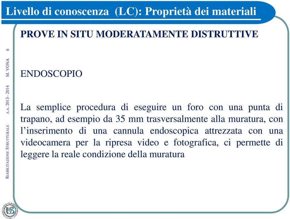 mm trasversalmente alla muratura, con l inserimento di una cannula endoscopica attrezzata con una