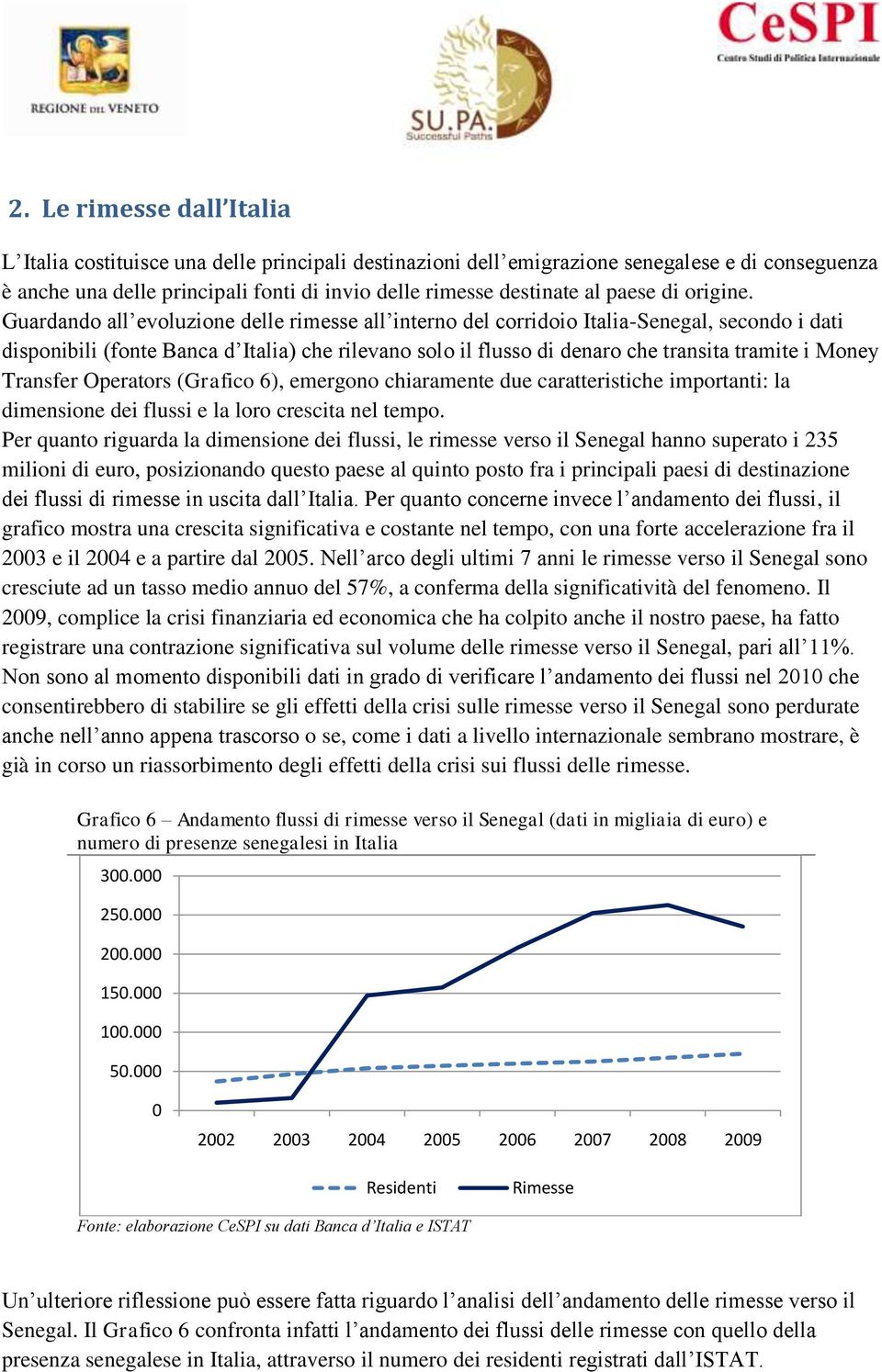 Guardando all evoluzione delle rimesse all interno del corridoio Italia-Senegal, secondo i dati disponibili (fonte Banca d Italia) che rilevano solo il flusso di denaro che transita tramite i Money