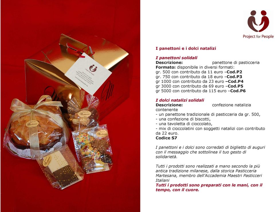 P6 I dolci natalizi solidali confezione natalizia contenente - un panettone tradizionale di pasticceria da gr.